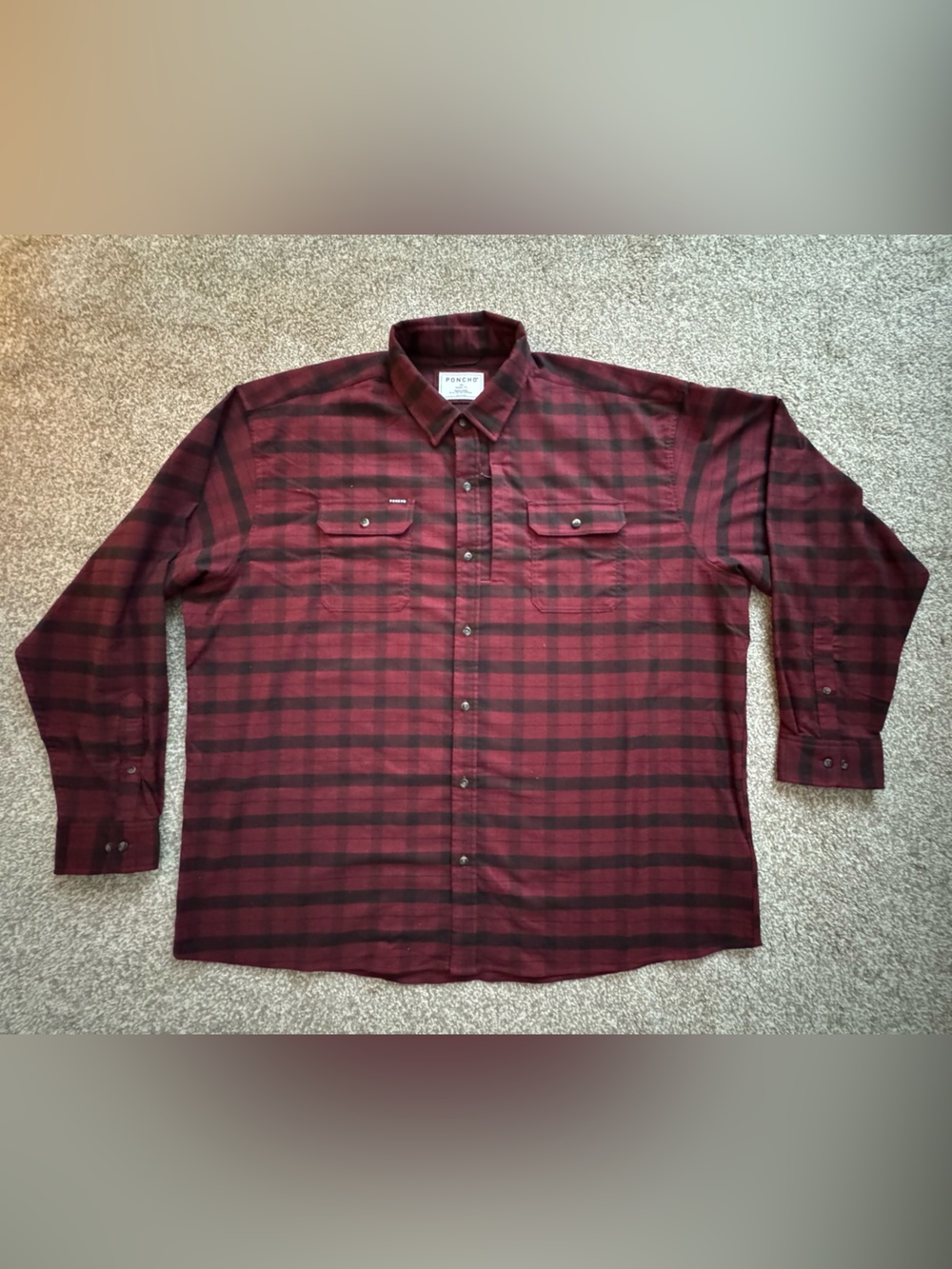 PONCHO Outdoors Red and Black Plaid Flannel Shirt